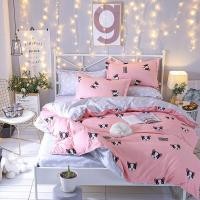 ราคา ส่งฟรี ชุดผ้าปูที่นอน+ผ้านวมครบเซ็ต 6 ชิ้น “ลายหมา” (สีชมพู) Pink Dog Beddings (2380897783)