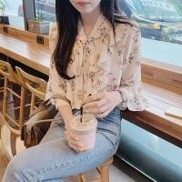 ราคา เสื้อลายดอก เสื้อเชิ้ตชีฟอง เสื้อทำงาน เสื้อ ทำงาน ผู้หญิง เสื้อผ้าสาวอวบ (9040713471)