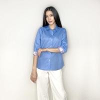 ราคา PORTLAND เสื้อเชิ้ตแขนสามส่วน คอปก สีพื้น แต่งปลายแขน (สีฟ้า) / 3/4 Sleeves Solid Shirt (Blue) (20611531712)