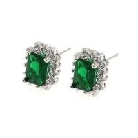 ราคา Jewelry Buffet ต่างหูแฟชั่นประดับเพชรสวิส Emerald ชุบทองคำขาว (896959315)