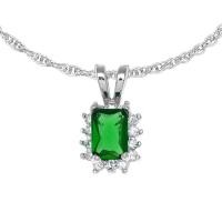 ราคา Jewelry Buffet สร้อยคอ สร้อยพร้อมจี้ จี้แฟชั่น จี้มรกตทรงไดคัทล้อมรอบด้วยเพชร CZ เคลือบทองคำขาว (896962596)