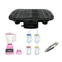 ราคา KASHIWA เตาย่างบาร์บิคิวไฟฟ้า รุ่น KW-3010 + เครื่องปั่นKW-999(คละสี) พร้อม ชุดขวดโหลแก้วน้ำ 4 ใบ + หลอด + ที่คีบ (1332206506)