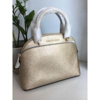 ราคา แท้ พร้อมส่ง MK Michael Kors Emmy Small Dome Leather Satchel สีทอง สายยาวถอดได้ (1096738715)