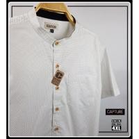 ราคา เสื้อเชิ้ตผู้ชายแขนสั้น คอจีน ผ้า Cotton ลายจุดไข่ปลา สีขาว มีถึงไซส์ 4XL อก 48 นิ้ว (1890533334)