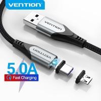 ราคา Vention 5A Fast Charging Magnetic Reversible Cable Micro USB Type C 2 in 1 Cable High Speed 480Mbps for Smartphone CQN (7579000877)