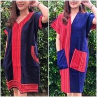 ราคา ชุดพื้นเมือง ชุดเดรสผ้าฝ้าย แต่งนากา กรม-แดง (5120612141)