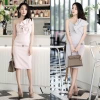 ราคา Code : 3237 ชุดออกงาน เดรสสีเทา ชุดราตรีสั้น ชุดไปงานแต่ง ชุดติดโบว์ งานป้าย vshop (1619907962)