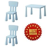 ราคา โต๊ะเด็กอีเกีย IKEA เก้าอี้เด็ก ชุดเฟอร์นิเจอร์เด็กเล็ก โต๊ะกิจกรรมเด็กเล็ก โต๊ะเขียนหนังสือเด็ก สีฟ้า (โต๊ะ1+เก้าอี้ 2) (1938761162)