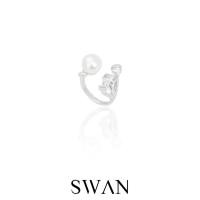 ราคา SWAN - Solitaire Pearl Open Ring แหวนเงินแท้ มุกแท้ มุกน้ำจืด ฝังเพชรคิวบิกเซอร์โคเนีย cubic zirconia ฟรีไซส์ (5088938291)