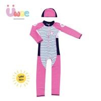ราคา Uwae ชุดว่ายน้ำเด็ก ชุดว่ายน้ำเด็กหญิงกันยูวี นักบิน สีชมพู รุ่น UV025 (2645629957)