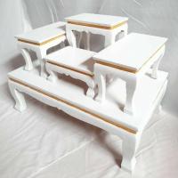 ราคา โต๊ะหมู่บูชาพระชุดจิ๋ว 5x4 ไม้ทุเรียน สีขาว ขอบคอทอง ราคาถูกที่สุด (7152282259)