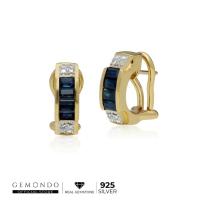 ราคา Gemondo ต่างหูหนีบเงินแท้ 925 ชุบทองคำ 18K ประดับไพลิน และเพชร ดีไซน์คลาสสิค : ต่างหูพลอย ต่างหูทอง พลอยไพลิน (4818436121)