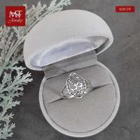 ราคา MT แหวนเงินแท้ ดีไซน์ รูปสัญลักษณ์โอม OM ลวดลายฉลุ งานรมดำ ไซส์: Solid 925 Sterling Silver Ring (sr619) MT Jewelry มณีธารา (1291826561)