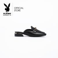 ราคา PLAYBOY รองเท้าผู้หญิงเปิดส้น ลิขสิทธิ์แท้ST-H211C1047-BKผ้าทวีตปักกระต่าย-ดำ (9858512202)