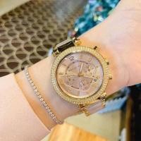 ราคา ผ่อน0%~แท้100% MICHAEL KORS MK6326 นาฬิกาข้อมือ Parker Pink Dial Gold-Tone Stainless Steel Pink (1615603751)