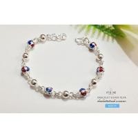 ราคา สร้อยข้อมือเงินแท้92.5% เม็ดปะคำ-ลงยา สลับเม็ดเงิน งานไทยๆ สีสวยค่ะ ขนาดประมาณ 2 สลึงตัน Free size 6.5-7"(งานไทย):H0314 (2061179455)
