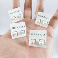 ราคา ต่างหูเงินแท้ earrings 92.5% เงินแท้ ต่างหูมุกเงินแท้ มุก (10841772229)