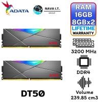 ราคา ADATA XPG SPECTRIX DT50 D50 RAM 16GB 3200MHZ 8GBX2 ( BLACK ) LIFETIME WARRANTY (15723987539)