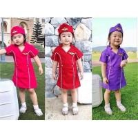 ราคา ส่งฟรี พร้อมส่ง ชุดแอร์โฮสเตส เด็ก size 1 - 6 ขวบ มี 3 สี พร้อมส่ง (3410746835)