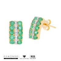 ราคา Gemondo ต่างหูเงินแท้ ชุบทอง 18k ประดับมรกต และ เพทาย : ต่างหูพลอย ต่างหูมรกต ต่างหูเงิน ต่างหูทอง พลอยแท้ มรกตแท้ (8702040896)