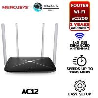 ราคา MERCUSYS AC12 ROUTER (เราเตอร์) AC1200 DUAL BAND WIRELESS ROUTER ประกัน 1ปี (4477476682)