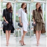 ราคา เดรสเชิ้ต เดรสสีพื้นแต่งระบาย minicloset (6447525475)