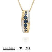 ราคา Gemondo สร้อยคอพร้อมจี้เงินแท้ 925 ชุบทอง 18K ประดับไพลิน และเพชร : สร้อยพลอย สร้อยไพลิน จี้พลอย จี้ทอง พลอยไพลิน (6216943669)