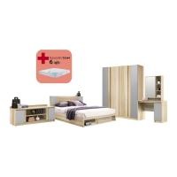 ราคา KONCEPT ชุดห้องนอน 6 ฟุต + ตู้วางทีวี 160 ซม + ที่นอน VENUS 6 ฟุต รุ่น MONTEO