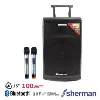 ราคา SHERMAN APS115 ลำโพงอเนกประสงค์ ขนาด 15 นิ้ว 100W มีล้อลากพร้อมไมค์ (Bluetooth) (6138544694)