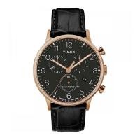 ราคา Timex TW2R72000 นาฬิกาข้อมือผู้ชายและผู้หญิง สายหนัง Rose Gold Tone" (6608603498)