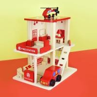 ราคา สถานีดับเพลิงพร้อมรถของเล่นและเครื่องบินไม้ ของเล่นไม้เสริมพัฒนาการ Wooden Kid Fire Station (1246322254)