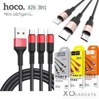 ราคา Hoco X26 สายชาร์จ 3in1 ip / Type-c / micro usb ชาร์ท สายชาร์จ3IN1 สายชาร์จ3หัว (รับประกัน1ปี) (1763669630)