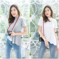 ราคา Newเสื้อยืดชายระบาย ผ้าเด้งเกาหลี #งานป้าย (4327765548)