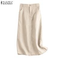 ราคา Zanzea กระโปรงยาว ผ้าฝ้าย เอวสูง แต่งซิปด้านหน้า มีกระเป๋าด้านข้าง ผ่าข้าง สไตล์เกาหลี สําหรับผู้หญิง (19290027022)