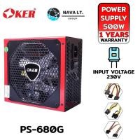 ราคา OKER PS-680G 500W POWER SUPPLY กล่องจ่ายไฟ กำลังไฟฟ้า 500 วัตต์ รับประกัน 1ปี (23741633151)