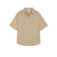 ราคา AIIZ (เอ ทู แซด) - เสื้อเชิ้ตผู้หญิงคอปกโปโลแขนสั้น ลายริ้ว Women's Striped Polo Neck Short Sleeve Shirts (19490677466)