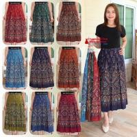ราคา 15D-03 ขนาดฟรีไซส์ใส่ได้เอว 28-34 กระโปรงผ้าไทย ทรงจีบทวิส ตัดด้วย ผ้าฝ้ายพิมพ์ลาย เนื้อนิ่มใส่สบาย สม็อคหลัง รุ่นควา... (20169075302)