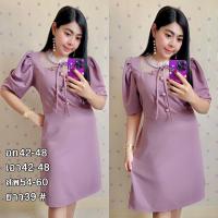 ราคา ชุดทำงานสาวอวบ เดรสสาวอวบ เดรสอกซีทรู แต่งกระดุม สวยยย (14856162885)