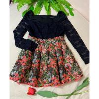 ราคา เดรสสั้นแขนยาวแต่งลูกไม้สีดำ อกมีซับในไม่โป๊ กระโปรงด้านหลังเป็นผ้าทอลายดอกไม้สีชมพู ทรงน่ารัก แต่งผ้าแก้ว ซับหลัง (19006297551)