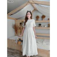 ราคา LA835 แมกซี่เดรสงานผ้าปักฉลุทั้งตัวสวยหรูมากค่ะ เดรสลูกไม้สวยๆ (6639691653)
