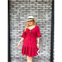 ราคา เดรสผ้าฝ้ายลินินแขนระบาย ชุดเดรส เดรสสาวอวบ เสื้อผ้าคนอ้วน chubby plussize (18968202149)