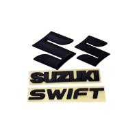 ราคา logo S + SUZUKI + SWIFT สีดำด้าน matte black 1 ชุด 4 ชิ้น (ตามรูป) ติดกระจังหน้า สวิฟ หน้า - หลัง และโลโก้ท้าย มีปลายทาง (15891148891)