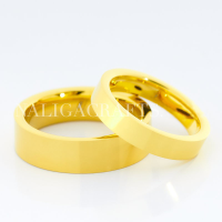 ราคา แหวนเกลี้ยงคู่ ทังสเตน ขอบตัด เคลือบทอง 18K (4&6มม.) (1890721100)