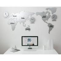 ราคา นาฬิกาไม้ติดผนัง รูปแผนที่โลก Wood World Map Clock (3831378131)
