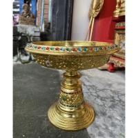 ราคา พานเจ้านาง กว้าง 12 นิ้ว ปิดทองคำเปลวส่องประกายสุกปลั่ง พานไหว้ครู พานทอง พาน พานขันดอก เดินเส้น ประดับกระจกสี (13793411595)