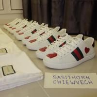 ราคา รองเท้ากุชชี่ Gucci Sneakers Shoes ลายหัวใจ แท้100% (1808555912)