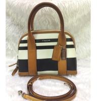 ราคา กระเป๋า COACH รุ่น BLEECKER STRIPED COATED CANVAS มือ2 ของแท้ 100% (1199215991)