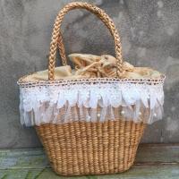 ราคา กระเป๋าสานแต่งลูกไม้ (6022376752)