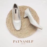 ราคา รองเท้าคัชชู หนังแท้นิ่ม สีขาว ครีมอ่อน หัวกลม สูง 2 นิ้ว ข้างในนิ่ม l 91856 (22924332340)