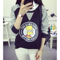 ราคา เสื้อแฟชั่น คอกลม แขนยา บุกันหนาว ลาย The Simpsons สีดำ (79987254)